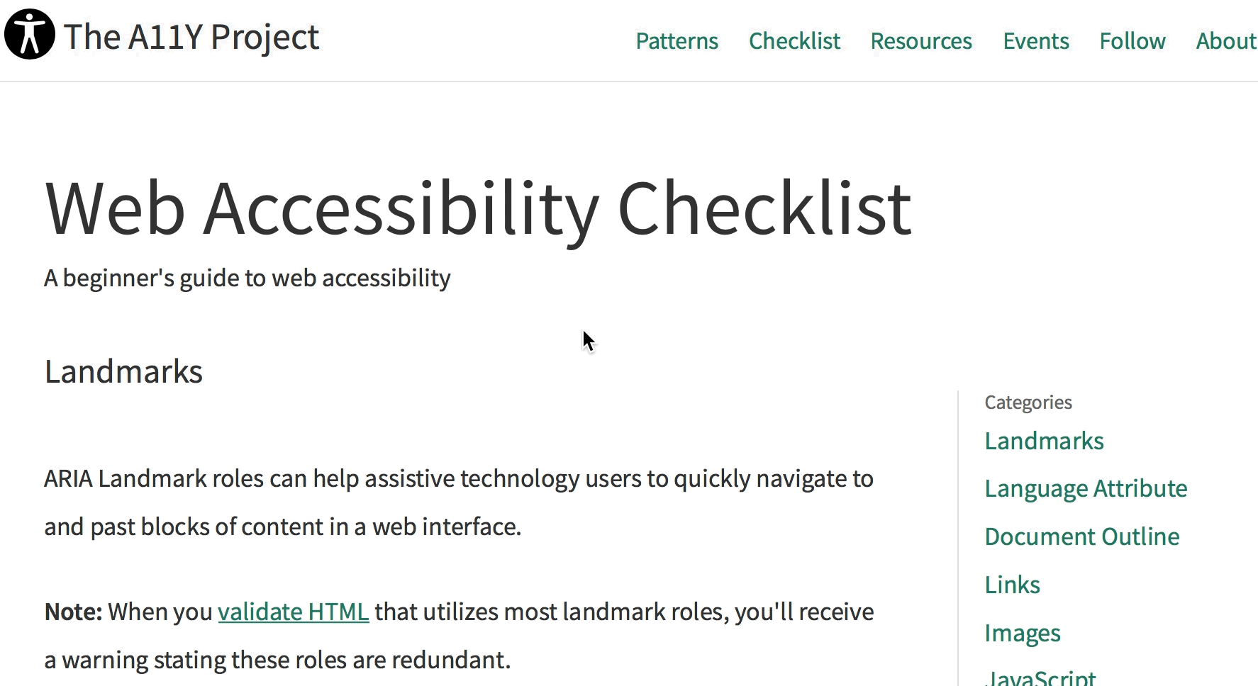 Video of a11yproject.com/checklist.html